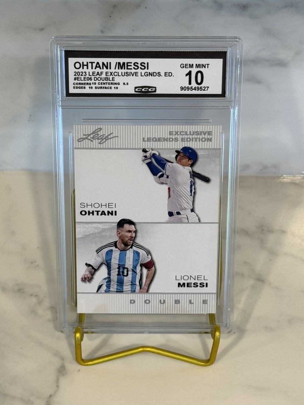 Ohtani / Messi 2023 Leaf Exclusive Legends Edition Double #ELE06 Graded Gem 10